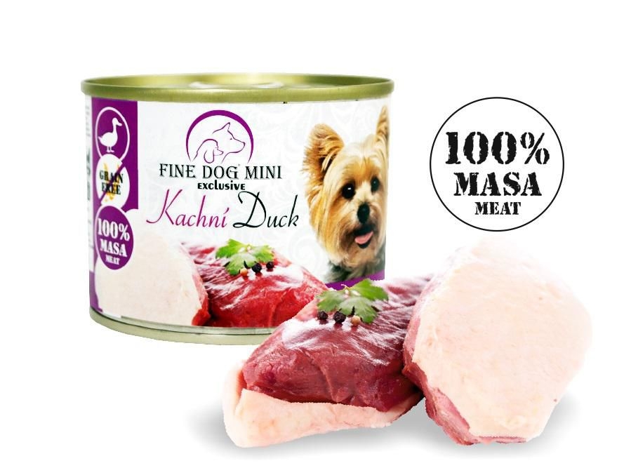 Fine Dog Mini Exclusive konzerva pro psy Kachní 100% masa 200g
