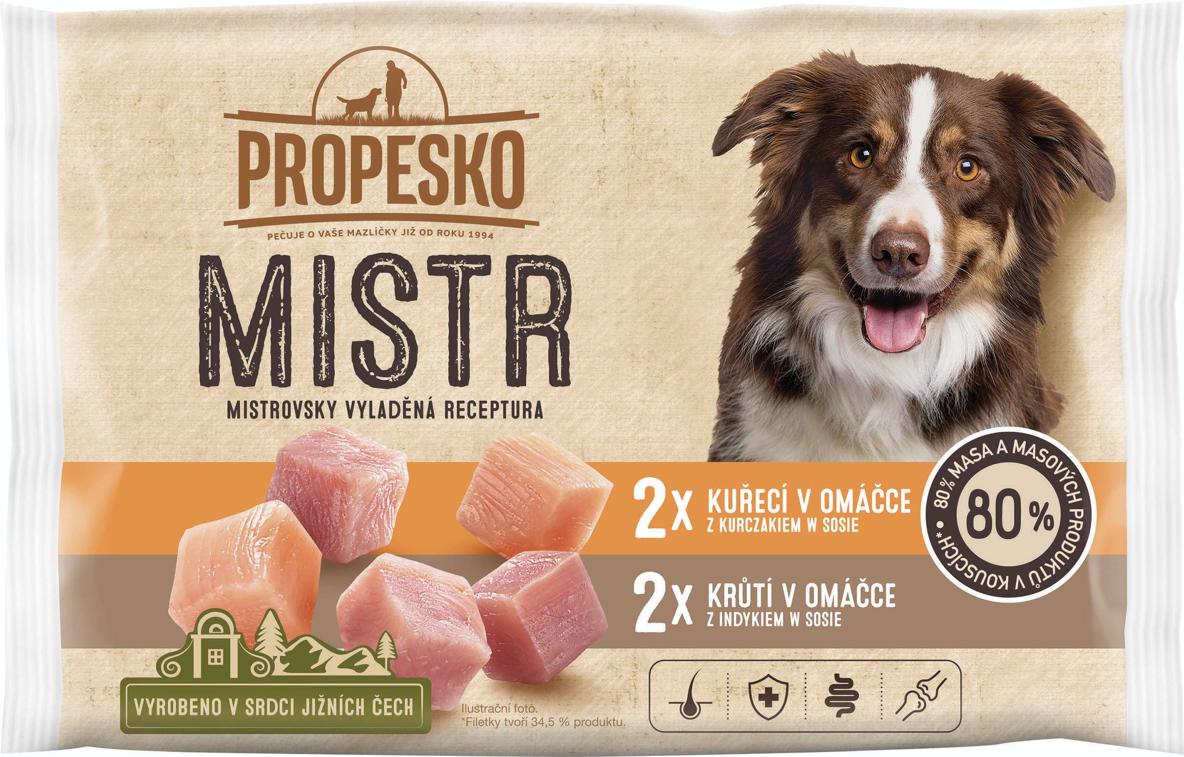 Propesko Mistr filetky s kuřecím v omáčce, s krůtím v omáčce 4 x 85 g