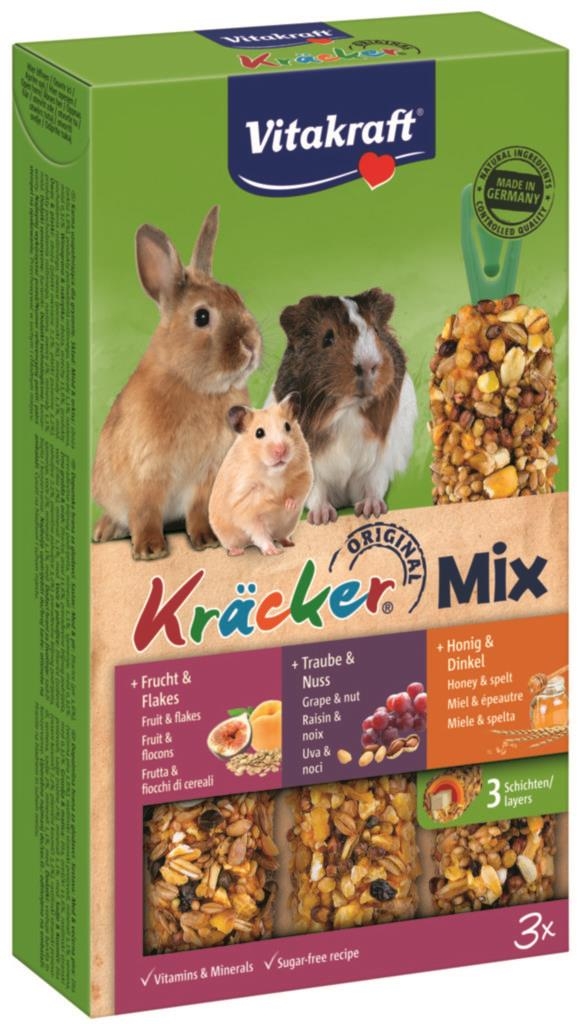 Vitakraft Kracker Trio-Mix hlodavec ovoce + ořechy + med 3 ks