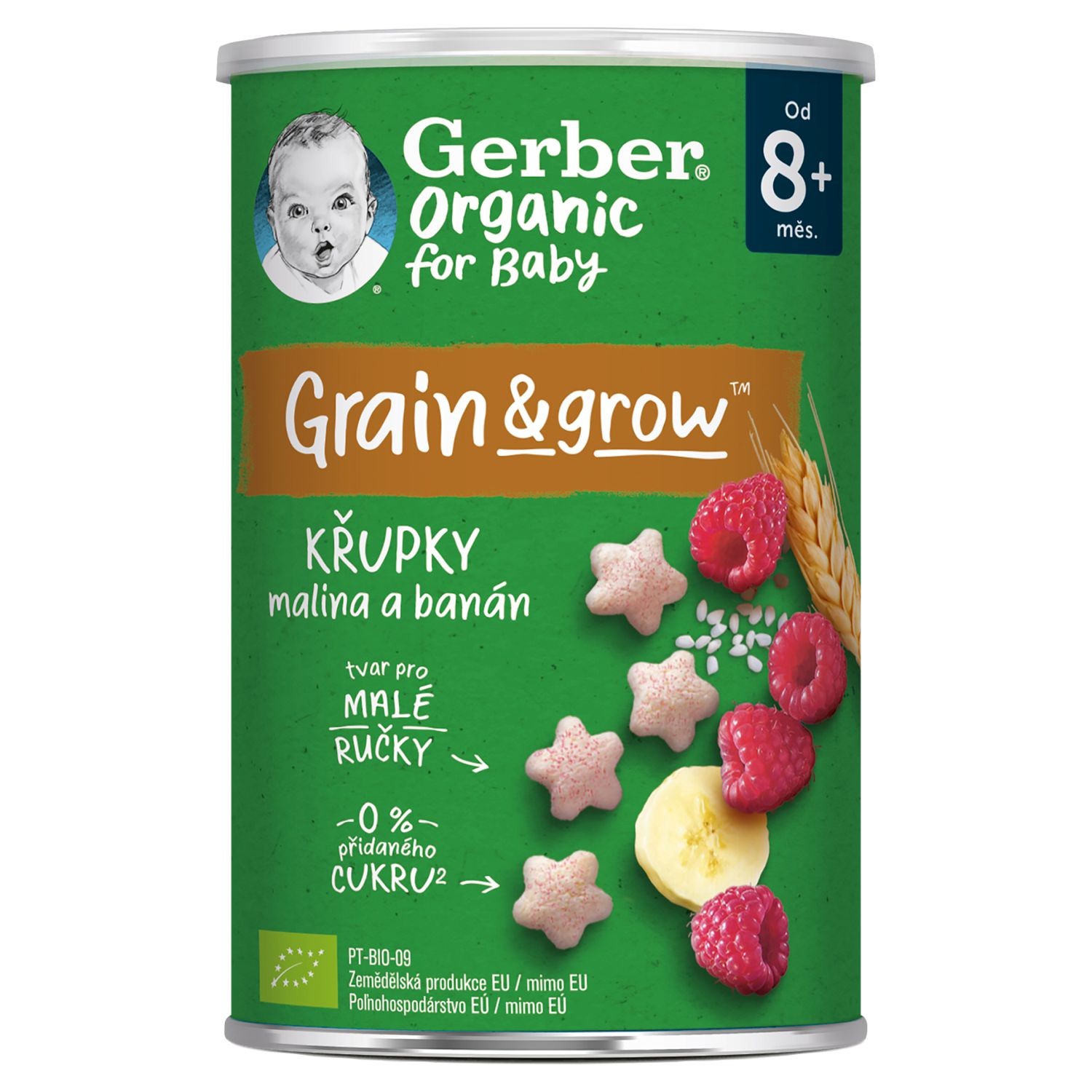 Gerber Organic křupky s malinami a banánem 35g