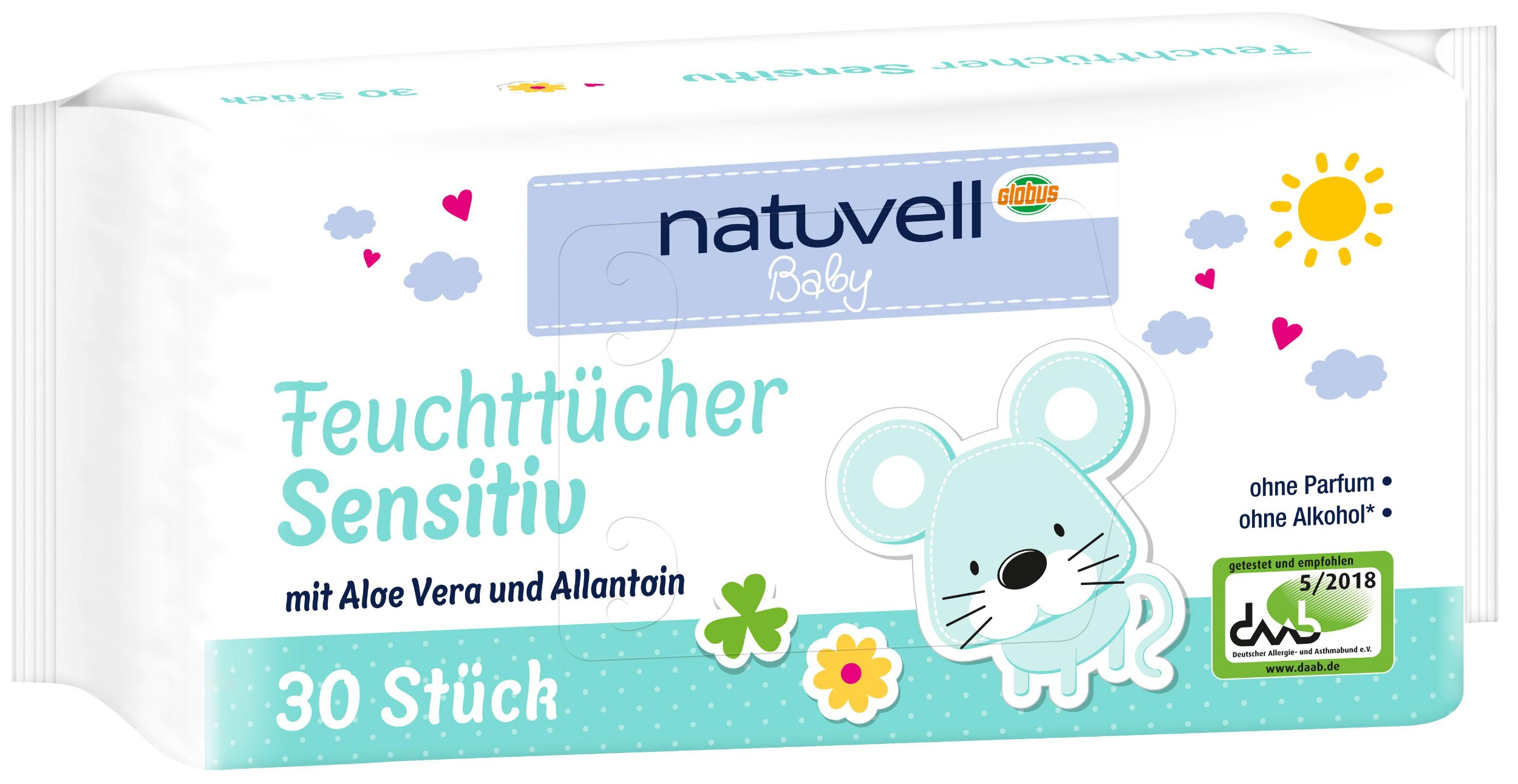 Natuvell Dětské vlhčené ubrousky sensitive 30ks