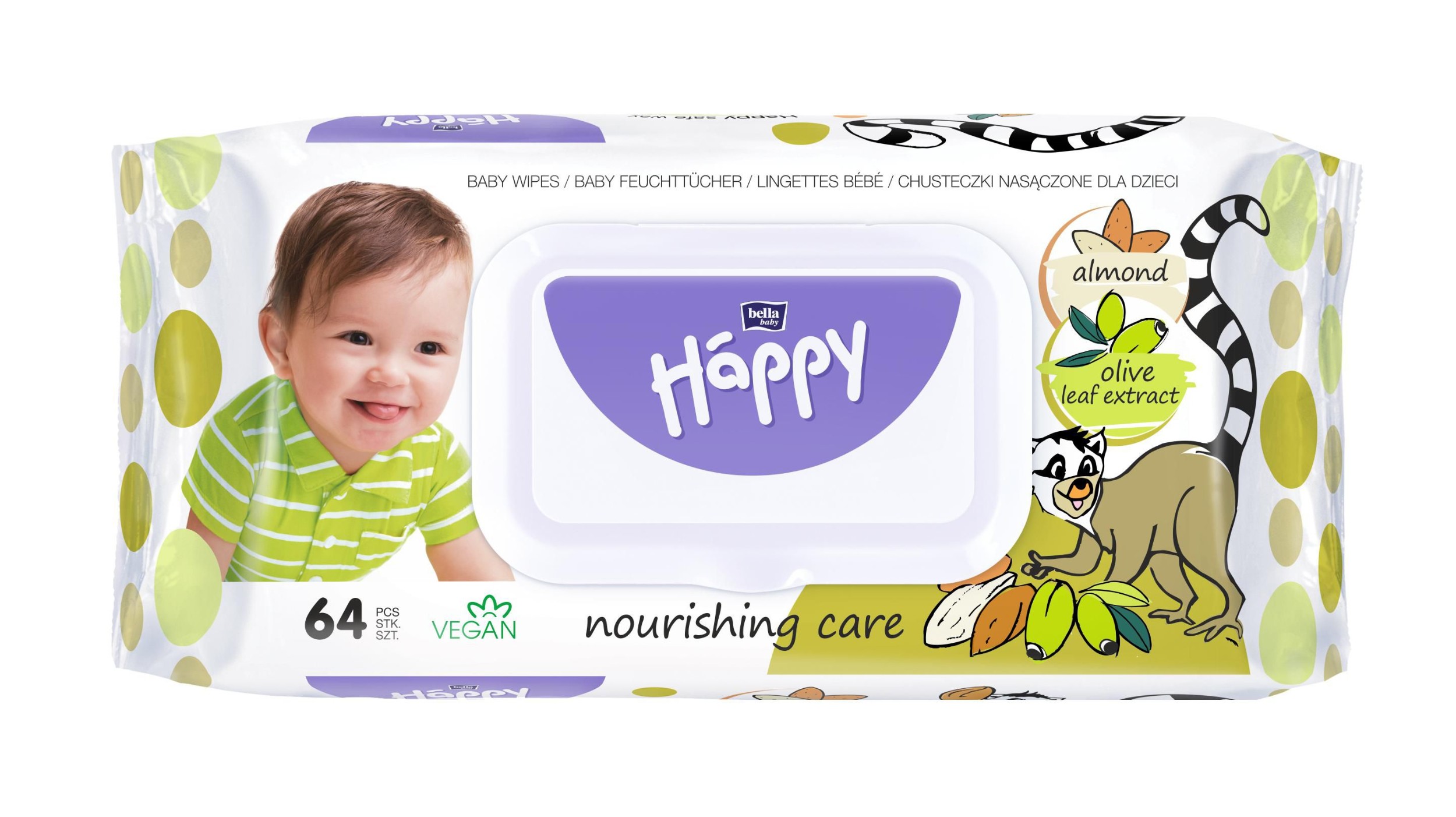 Bella Baby Happy Vhlčené ubrousky mandle a olivy 64 ks