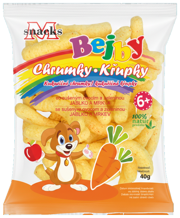 M Snacks Bejby kukuřičné křupky jablko-mrkev