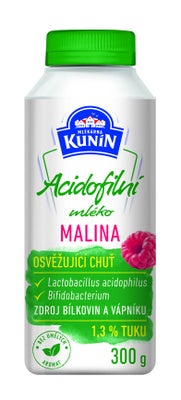 Mlékárna Kunín Acidofilní mléko malina (1,3%)