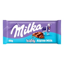 Milka Bubbly mléčná čokoláda z alpského mléka s porézní náplní z mléčné čokolády 90 g