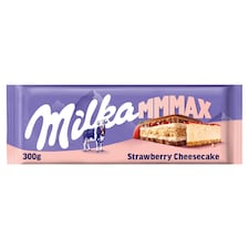 Milka čokoláda Mmmax Strawberry Cheesecake mléčná, příchuť jahodový cheesecake 300g
