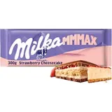 Milka Strawberry Cheesecake mléčná čokoláda z alpského mléka se sušenkou a jahodovou náplní 300 g