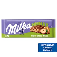 Milka Nutty Choco Wafer mléčná čokoláda z alpského mléka s oplatkou, oříškovou náplní a ořechy 270 g
