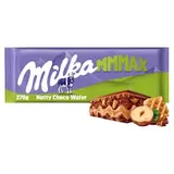 Milka Nutty Choco Wafer mléčná čokoláda z alpského mléka s oplatkou, oříškovou náplní a ořechy 270 g