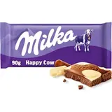 Milka Happy Cows mléčná čokoláda z alpského mléka a bílé čokolády 90 g