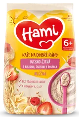 Hami Mléčná ovesno-žitná kaše s Malinami, jahodami a banánem