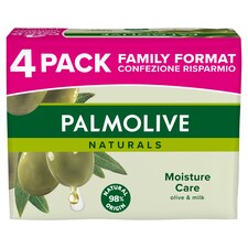 Palmolive Naturals tuhé mýdlo s výtažky z mléka a oliv 4x90g - family pack