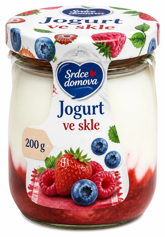 Srdce domova Jogurt ve skle