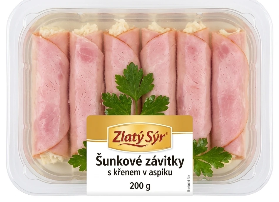 Šunkové závitky s křenem v aspiku