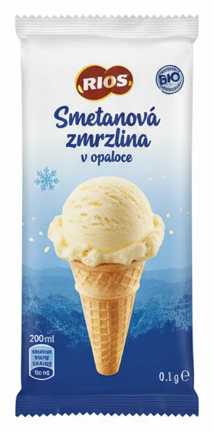 Smetanová zmrzlina v oplatce Rios