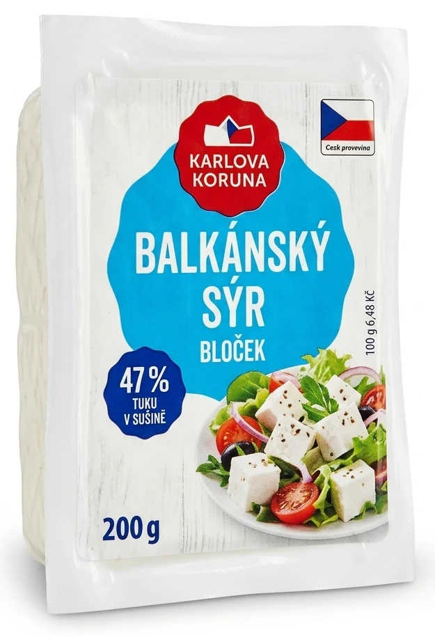 Balkánský sýr bloček 47% Karlova koruna