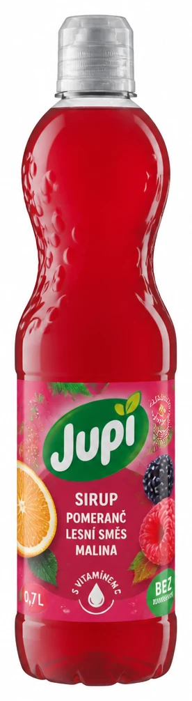 Jupí sirup pomeranč, lesní směs, malina
