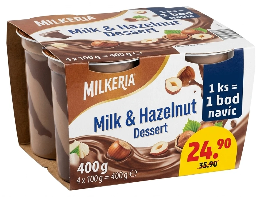 Mléčný dezert s lískovými oříšky Milkeria