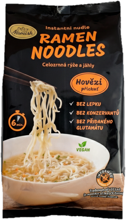 Ňamish Instantní nudle celozrnné s hovězí příchutí