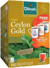 Dilmah Ceylon Gold pravý cejlonský čaj s porcelánovým šálkem (100×2 g)