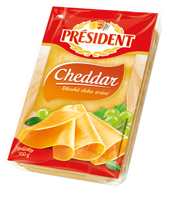 Président Cheddar plátkový sýr