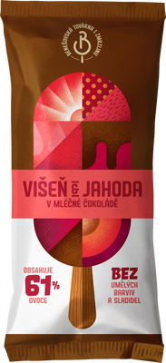 Benešovská továrna na zmrzlinu Sorbet Višeň & jahoda v mléčné čokoládě, nanuk