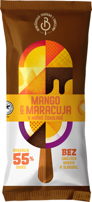 Benešovská továrna na zmrzlinu Sorbet Mango & maracuja v hořké čokoládě, nanuk