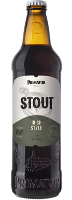 Primátor Stout, tmavé svrchně kvašené plné pivo, sklo