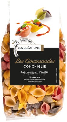 Les Créations Semolinové barevné těstoviny conchiglie