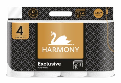 Harmony Exclusive Pure White Toaletní papír, 4vrstvý, 8 rolí