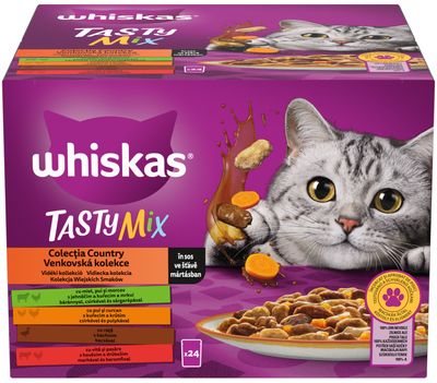 Whiskas kapsičky Tasty mix Country ve šťávě pro dospělé kočky 24x 85 g