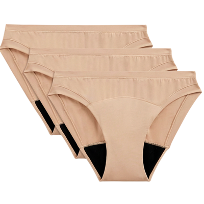 Marks & Spencer Vysoce savé menstruační kalhotky, bikini, 3 ks, barva béžová, velikost 16