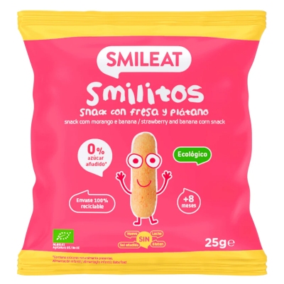 Smileat BIO Kukuřičné křupky banán & jahoda s extra panenským olivovým olejem
