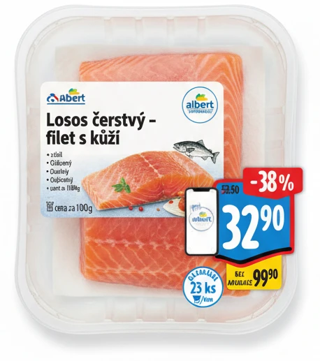 Losos čerstvý - filet s kůží