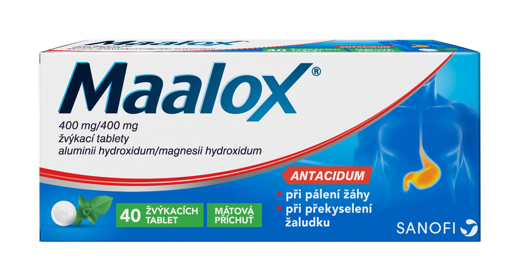 MAALOX 400MG/400MG žvýkací tableta 40