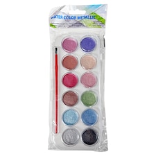 Akvarelové barvy metalické průměr 2,8 cm 12 barev