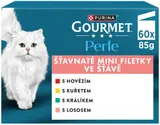 Gourmet Perle kapsičky pro kočky hovězí, kuře, králík, losos ve šťávě 60×85 g