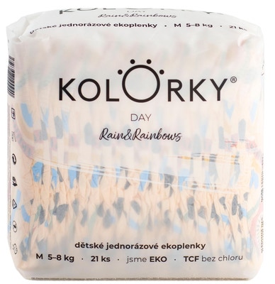 Kolorky Day Jednorázové eko plenky déšť a duhy M (5-8 kg)