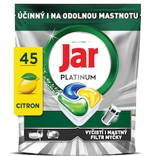 Jar Platinum Kapsle Do Myčky Nádobí, Lemon, , 45 Kapsle,  Zvládá Náročné Výzvy, Čistí Mastný Filtr