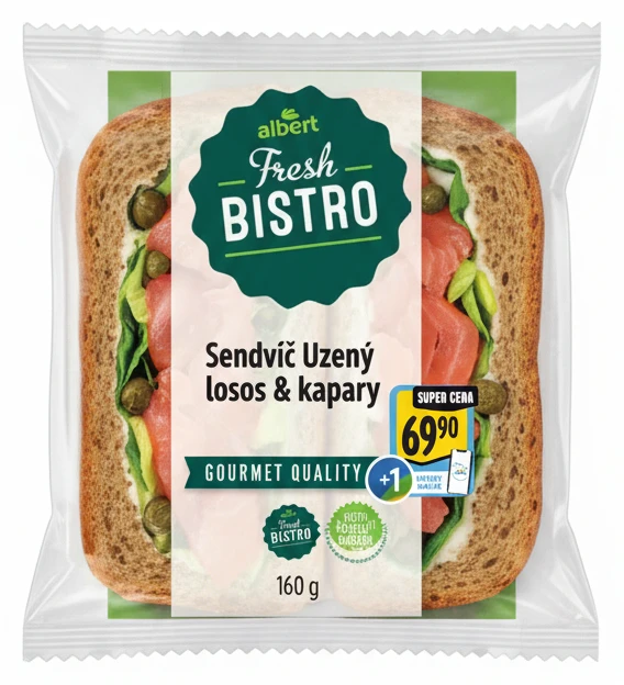 Sendvič Uzený losos & kapary