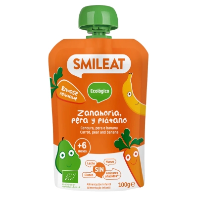 Smileat BIO Kapsička hruška, karotka a banán