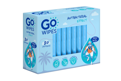 GoWipes Osvěžující vlhčené ubrousky s antibakteriálním účinkem a D-panthenolem (10x 8 ks)