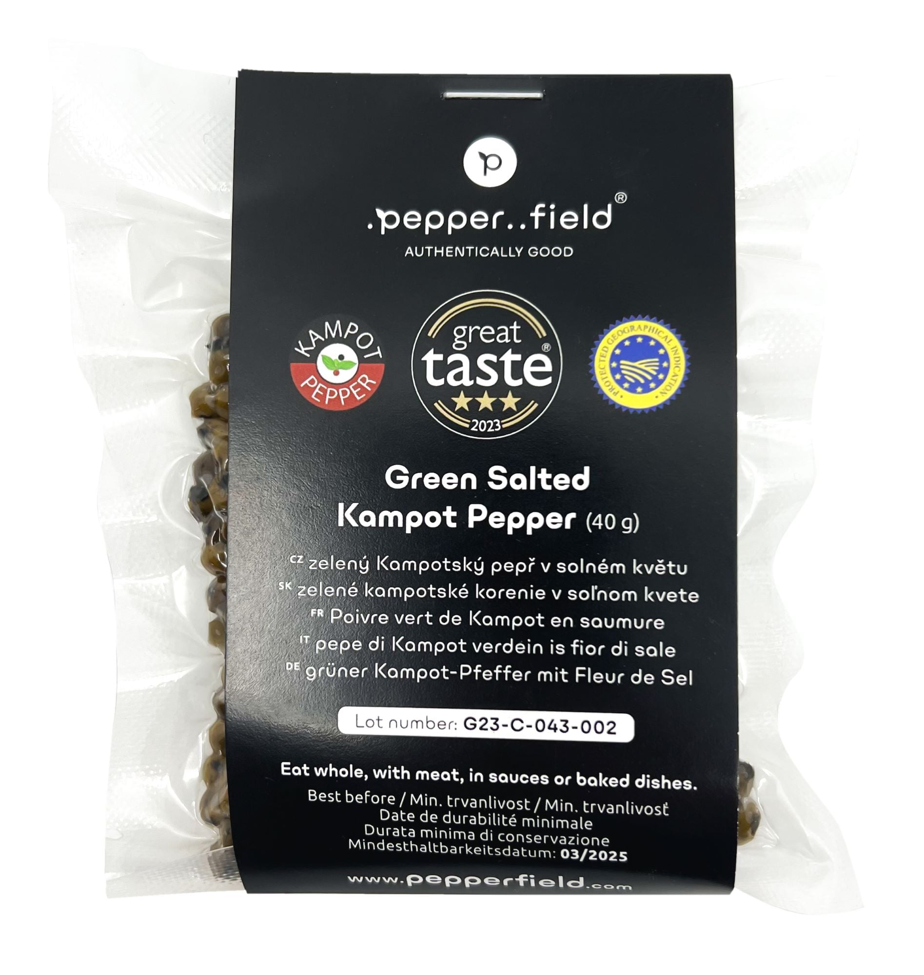 .pepper..field Zelený Kampotský pepř v solném květu malý