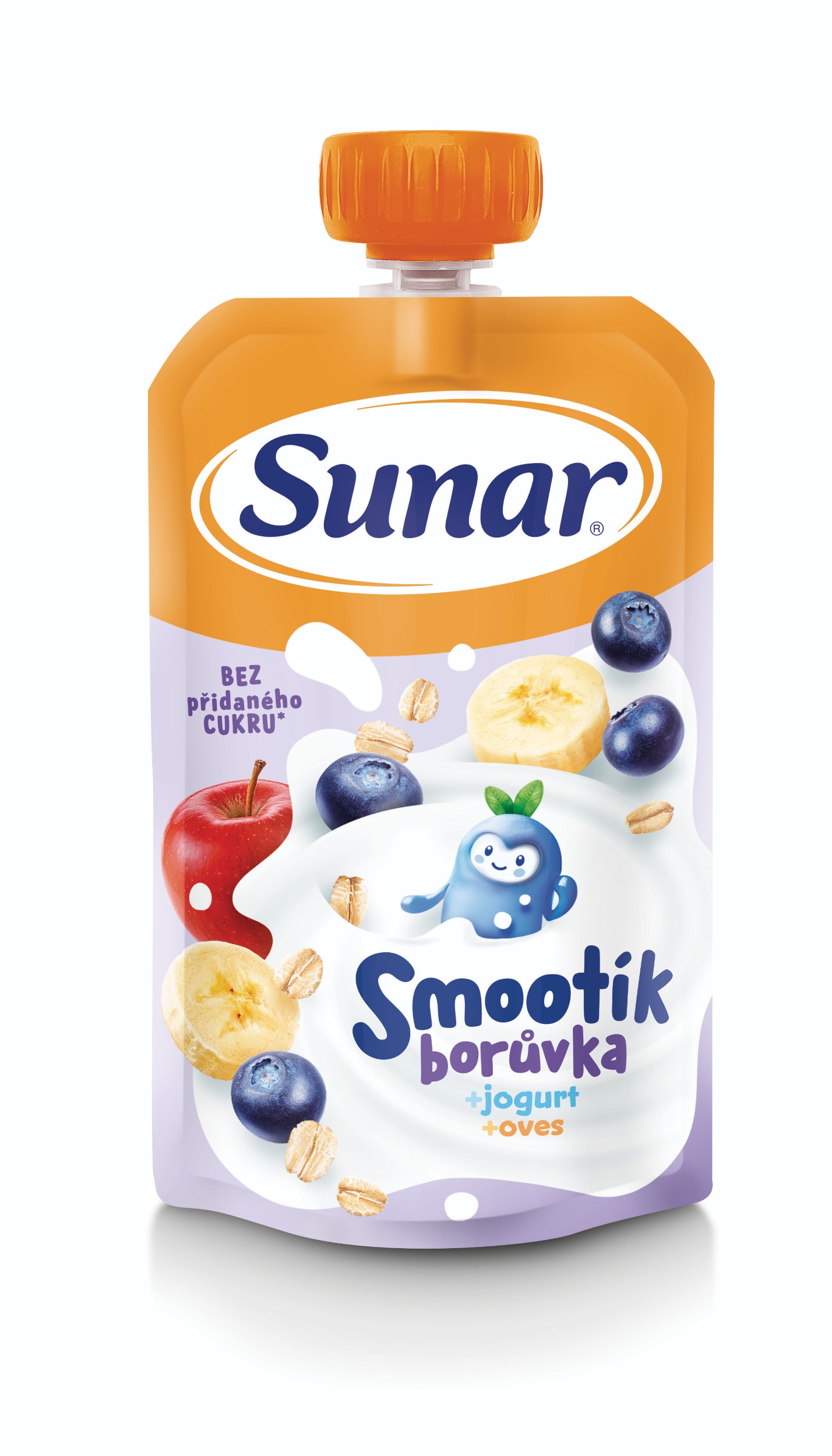 Sunar Smootík dětská kapsička borůvka, jogurt, ovesné vločky 12m+, 120 g