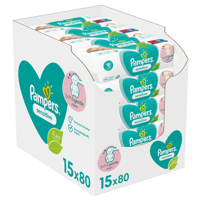 Pampers Sensitive Vlhčené ubrousky XXL 15x80ks