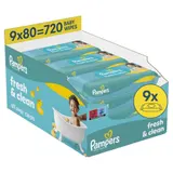 Pampers Fresh Clean dětské čisticí ubrousky 9×80 ks