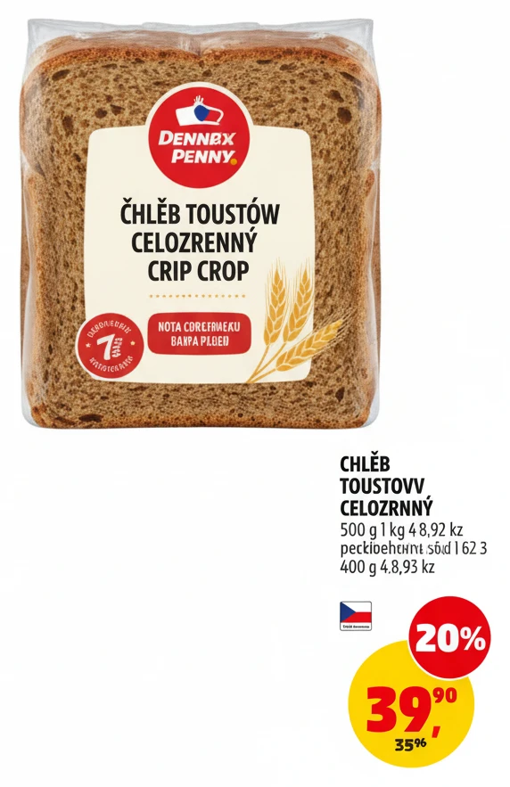 Chléb toustový celozrnný Crip Crop