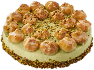 Dortie's Profiteroles pistachio cake