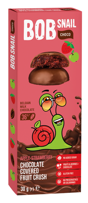 Šnek Bob v mléčné čokoládě jablko-jahoda