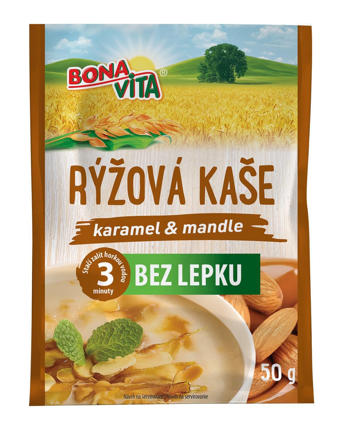 Bonavita Rýžová kaše karamel, mandle 50g